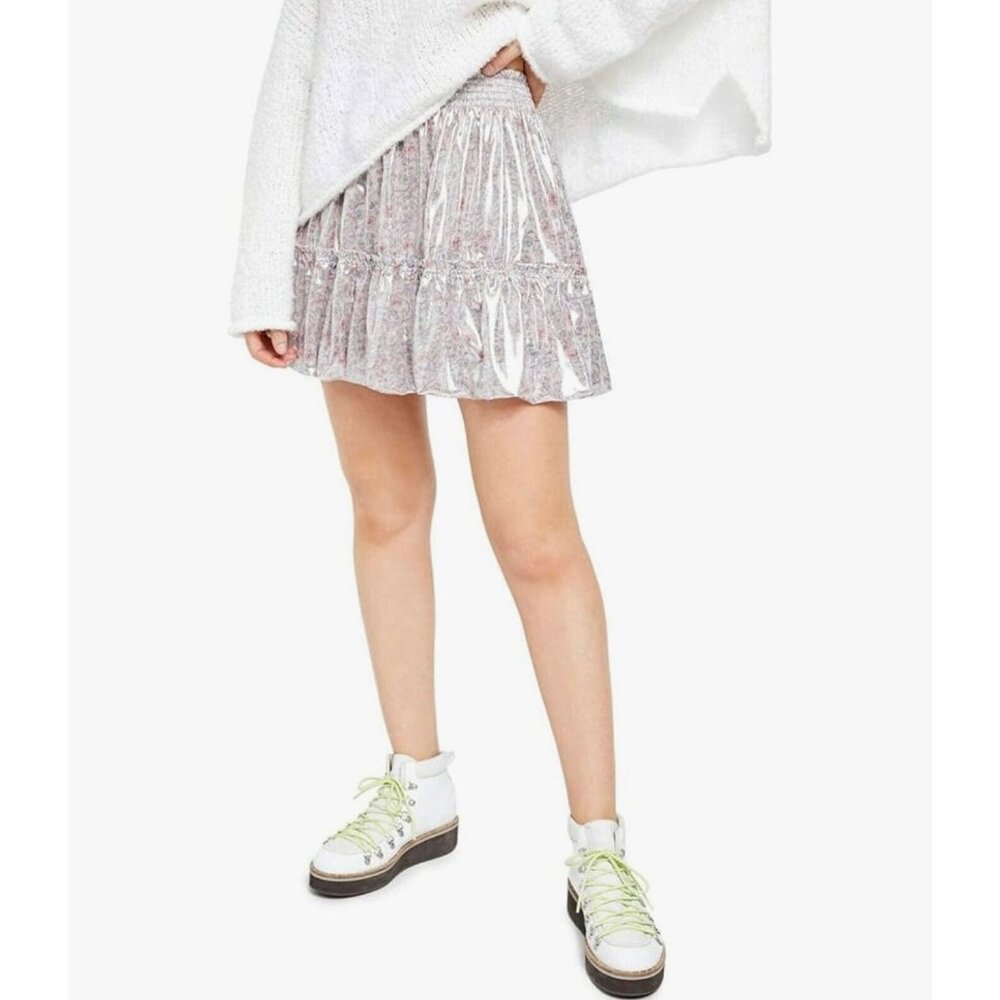 Free People Summer Floral A-Line Skater Mini Skirt - Picture 3 of 16